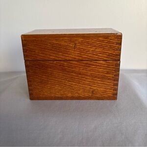 Vintage Wooden Recipe Box with Dovetail Joints